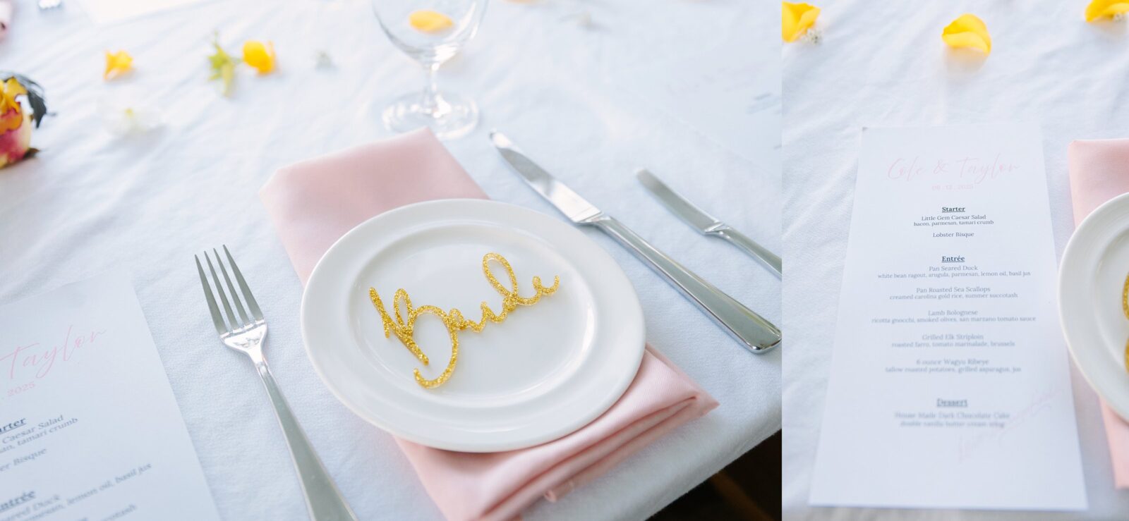 Elegant elopement dinner setup at Westglow Resort & Spa in Blowing Rock.