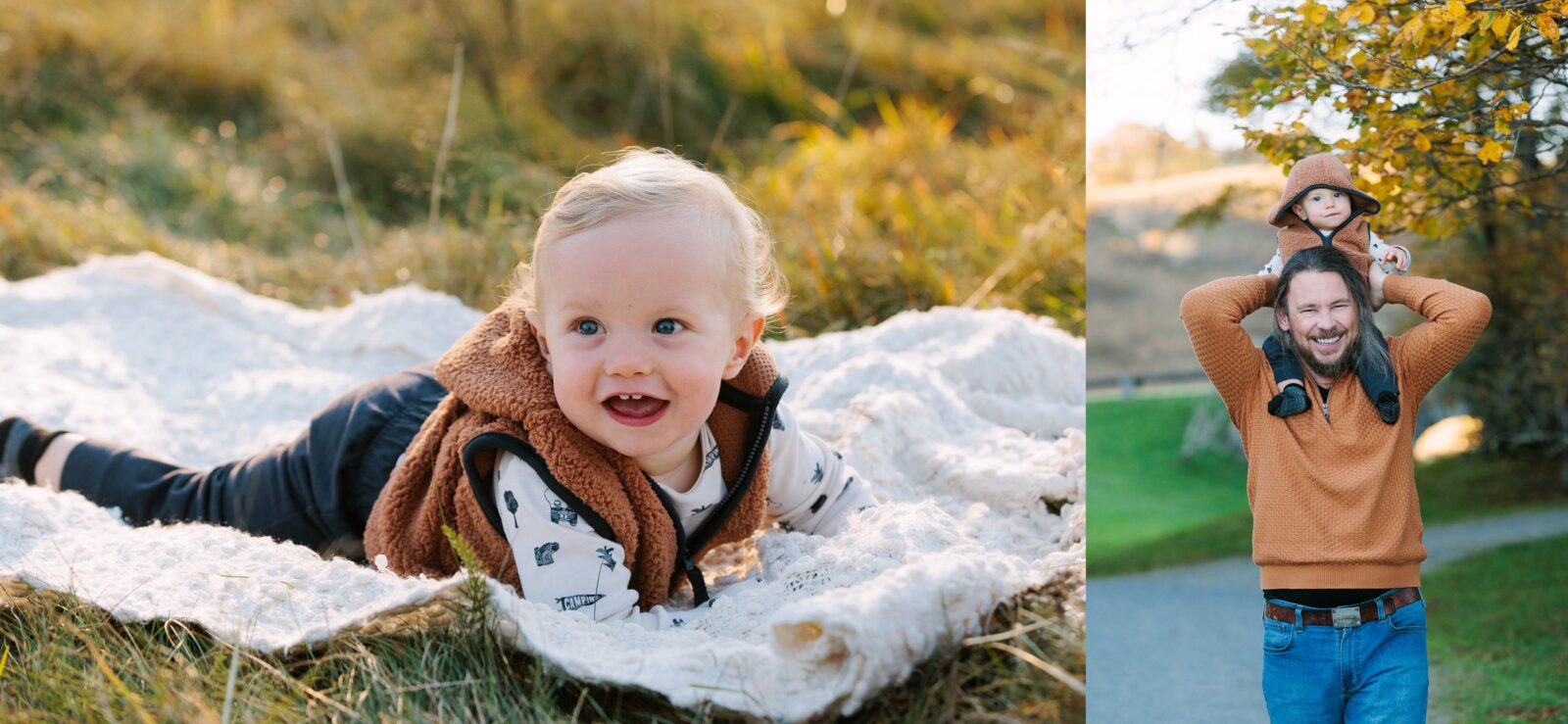 Natural family photography in Boone NC with children playing in an open field during a relaxed session