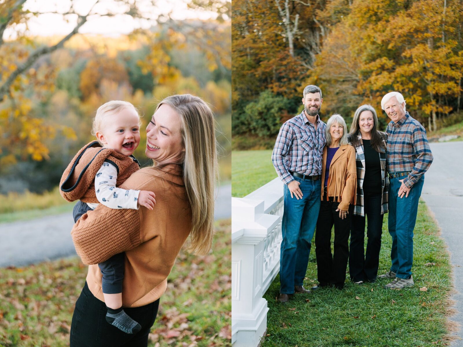 Natural family photography in Boone NC with children playing in an open field during a relaxed session