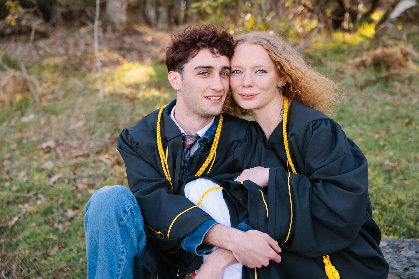 Senior photos in cap and gown at Moses Cone on the Blue Ridge Parkway by Appalachian State Senior Photographer