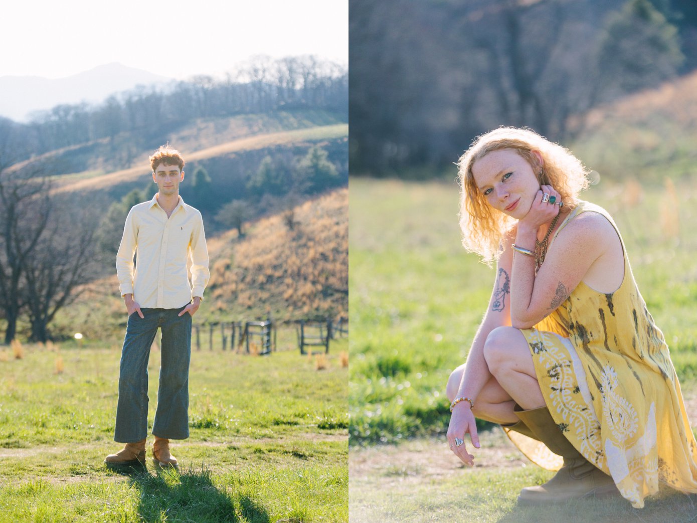 Boone NC Photographer capturing candid senior photos along trail at Moses Cone